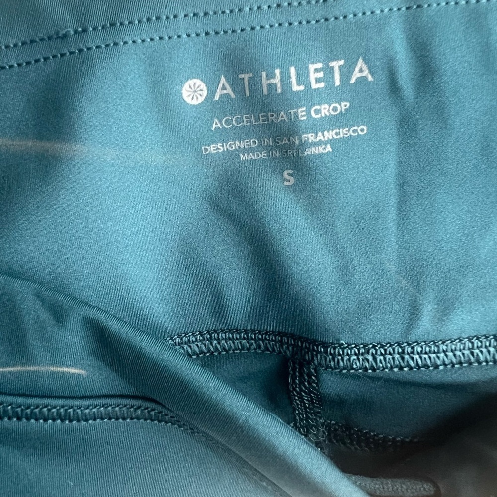 Athleta Accelerate Crop Leggings Size S Oceanic Teal Blue Workout/Yoga Pants - Picture 6 of 8